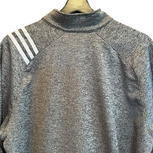 Adidas Mens Golf Quarter Zip Jacket Size L Grey White Athletic Performance - Picture 6 of 10